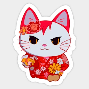 Feline In A Kimono Sticker